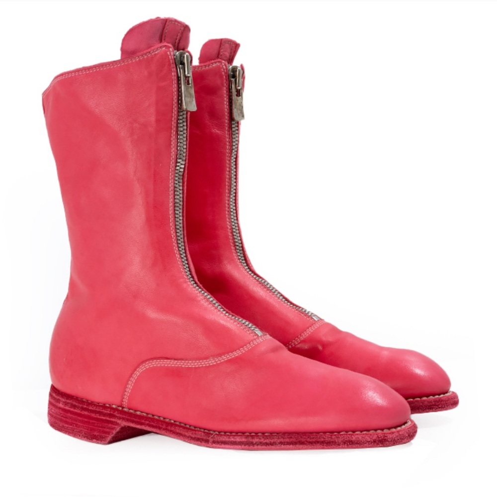 Guidi 310 Pink Soft Horse Full Grain Front Zip Calf-Length Army Boots Size 9 New